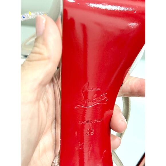 Christian Louboutin 150mm Rosalie Alta Strass Platform Slingback Vintage Rose 39 - Picture 9 of 11